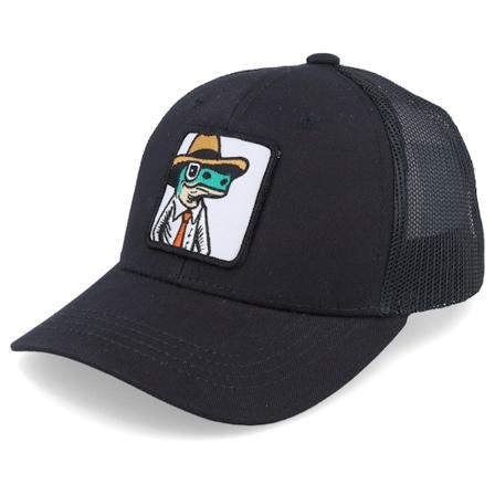 Kiddo Cap - Kids Lizard With Hat Patch Black Trucker Trucker Black Cap - @ Hatstore