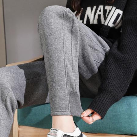 Kvinnor Varma Casual Byxor Vinter Imitation Jogger Byxa Mörkgrå Xxl