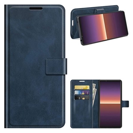 Hållbart konstläder Sony Xperia 1 III fodral med plånbok - Blå