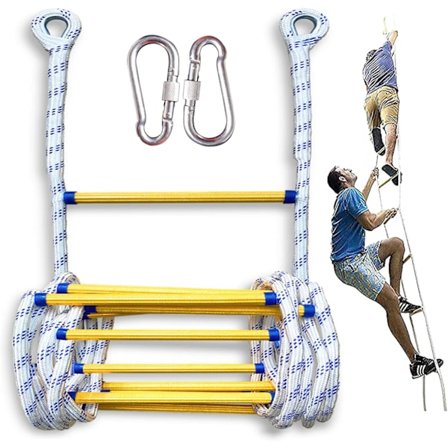 Tau-stige, 2-5 etasjer Fluktsikkerhetsstiger Brannhemmende og Motstandsdyktig Last opptil 200 kg, med 2 kroker (Størrelse: 5m)