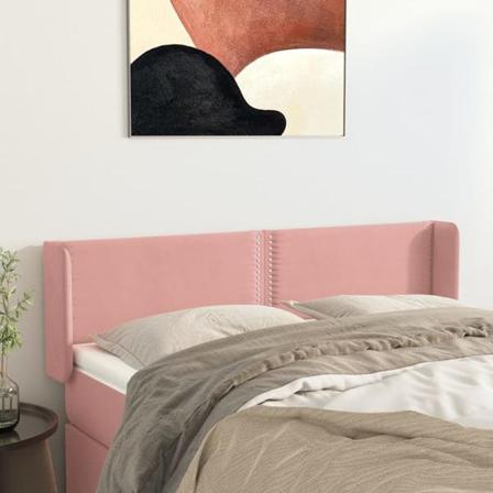 Vidaxl Huvudgavel Med Kanter Rosa 147x16x78/88 Cm Sammet Rosa