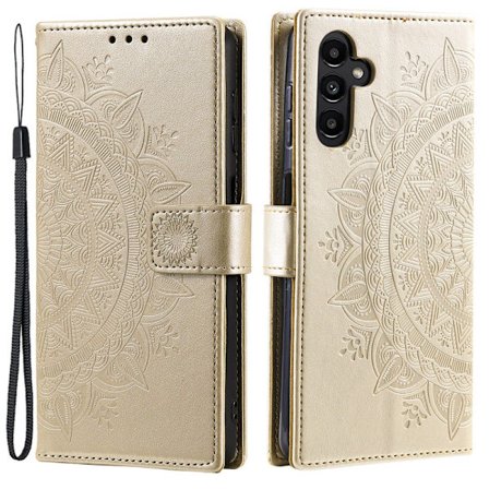 Kompatibel med Samsung A35 5G Mandala Wallet Telefon Cover - Guld