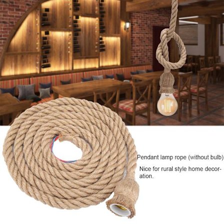 3m E27 Vintage Hamp Tau Taklampe Base Pendel Lampe Pæreholder 85-265V