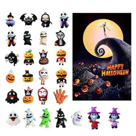 Julklappshitt 2023 Halloween-adventskalender med 24 prydnader nedräkning blindbox leksaker-sfssscs Halloween 24 3D Dolls Type A