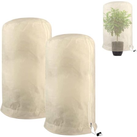 Frostbeskyttelsescover 60x80cm 2 Stk. Vinterplantebeskyttelse med Lynlås UV-gennemtrængelig Holdbar til Træer og Planter