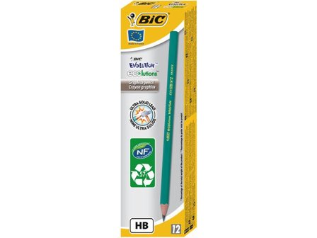 BIC Blyertspenna ECOlutions Evolution, HB-stift, sexkantig pennkropp, grön 12/fp - Lyreco - Skola och förskola - Pennor och tillbehör - Blyertspennor