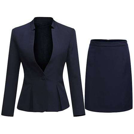 Yynuda Naisten 2-osainen P yt kauluskiinte v ri Business Suit Toimisto Lady Slim Professional Dress (takki + hame) Navy Blue L