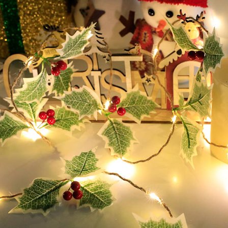 Julepynt, 2 meter 20 lys LED røde bær fe lys