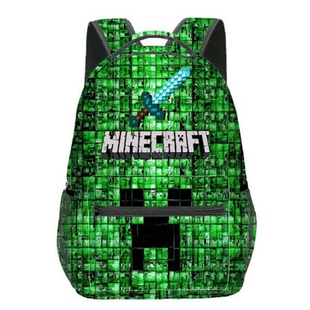 Kompatibel Minecraft Ryggsekk For Gutter | Svart Skolesekk For Barn | Grønn Creeper Zombie Skjelett Enderman & Huleedderkopp{ee} J J