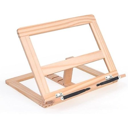 Justerbar bokhylle i tre, kokebokholder, lesebord