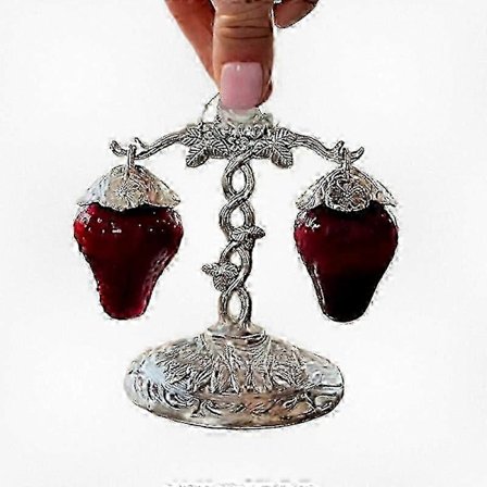 Vintage Jordbær Salt- og Pepperbøsser med Henger og Stativ for Krydderbeholder Krydder Oppbevaring Kjøkken Spisestue Festdekor