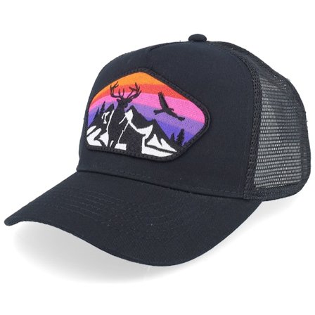 Kiddo Cap - Black trucker Czapka Z Daszkiem - Kids Colorful Deer Big Patch Black Trucker @ Hatstore