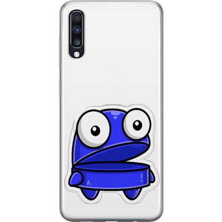 Kompatibel Mobilcover til Samsung Samsung Galaxy A70 Blå tegneseriefigur med åbent udtryk og store øjne i sjov illustration