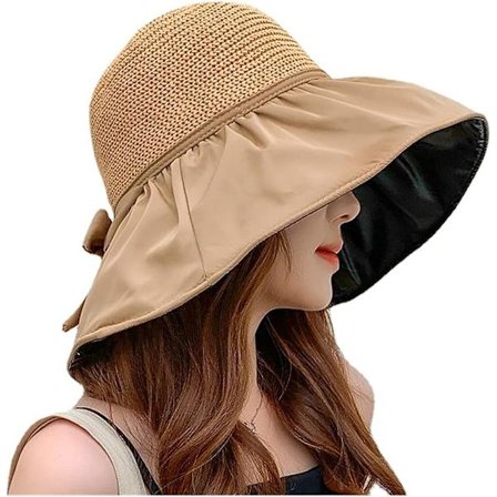 Udendørs solhat, bredskygget solhat til kvinder, anti-UV sammenklappelig, b