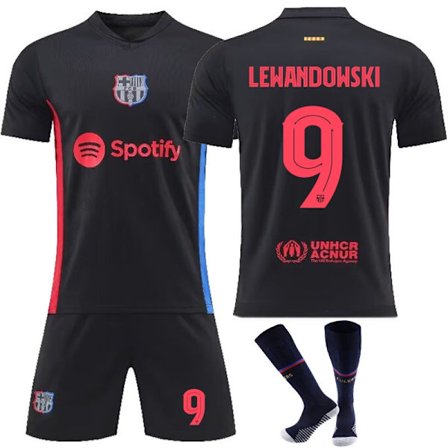 24-25 Barcelona borta fotbollströjor Barnfotbollsutrustning No.9 Lewandowski-WELLNGS