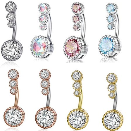 10 stk. Sexy 4 Zirkon Navle Ring Krystall Zirkon Navle Navle Navle