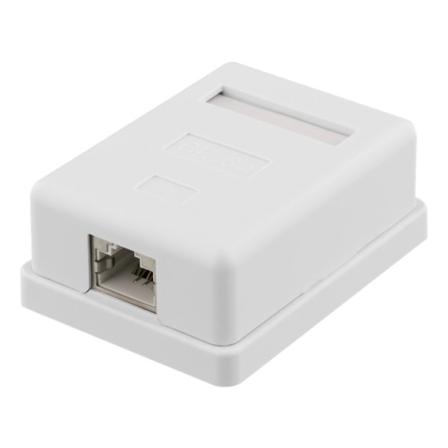 DELTACO suojattu datarasia pinta-asennukseen, FTP, 1xRJ45, Cat6a, valk