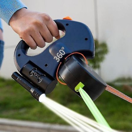 Dobbelt sammenklappeligt hundeline med lys, bærbart, drejeligt, blåt