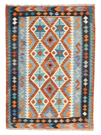 Hand Woven Kilim Afghan Old Style Rug 132X185 Green/Black