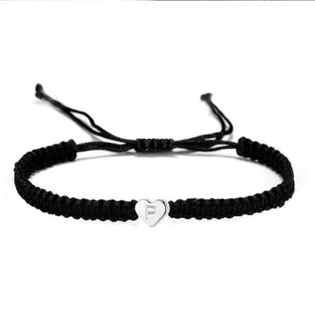 Wekity Hjärtinitial Armband för Kvinnor Gåvor Brev Hjärta Charm Armband Justerbara Handgjorda Rep Flätade Armband för Kvinnor Tonårsflickor,P