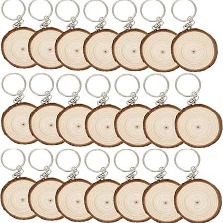 Blank håndmalt uferdig treskiver nøkkelring