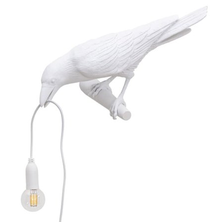 Seletti Bird Modern Italian Wall Lamp Black White Resin L-WELLNGS valkoinen oikea