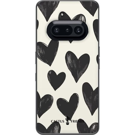 Kompatibel Mobilcover til Nothing Nothing Phone (3a) Cactus and Friends - Bold Black Love Pattern