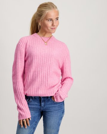 Kids ONLY KOGJEANETT LIFE LS RIB O-NECK Rosa Trøjer Pige - Kids Brand Store