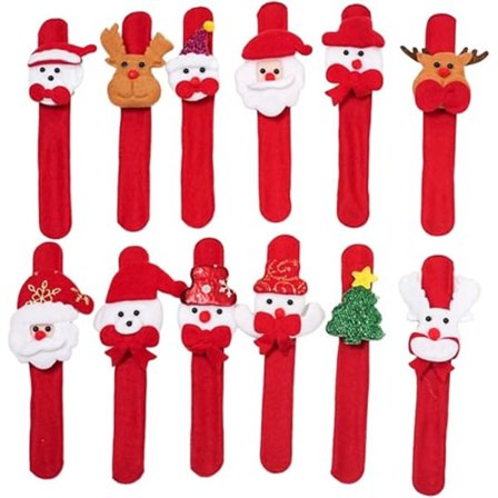 8-pack Jul Lysande Slap Armband Slap Armband Leksaker Jultomte Snögubbe Ren Björn Slap Armband Lämpliga för Julklappar