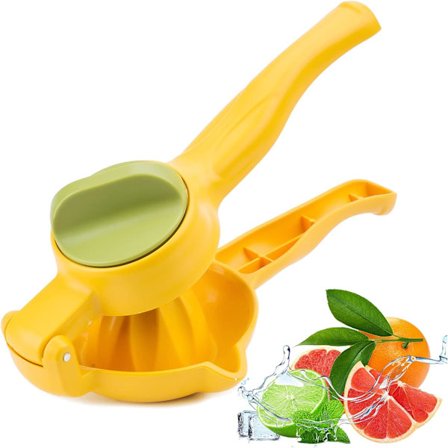 Manuel citronpresser (gul), håndholdt citronpresser, limejuiceekstraktor, frugtpresser til lime, grapefrugt, appelsin, citron, mere effektiv presser