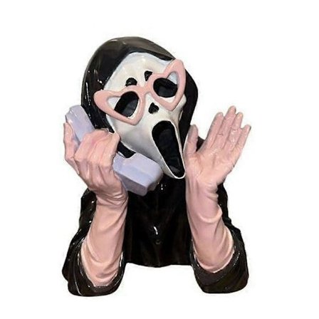 Halloween Pynt Skrikende Spøkelsesjente Svarer Telefonen Spøkelse Rosa 25CM