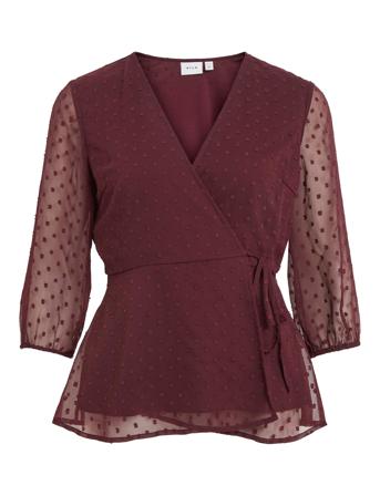 Viedee 3/4 Wrap Top/Ka/Su Burgundy Vila