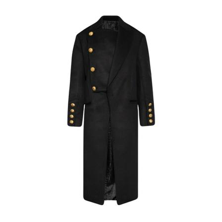 Balmain, Wool coat Zwart, Dames, Maat:L,wol