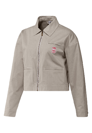 Adidas Originals Allover Print Cropped Zipped Jacket Tröjor Dam Beige L