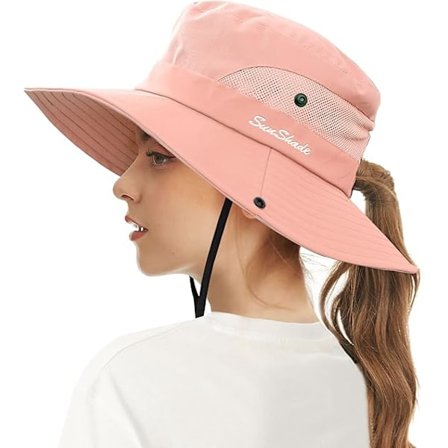1 st Dam Solhattar Bred Brim UV-skydd Mesh Vikbar Hästsvans Hink Fiskehatt Strandkeps