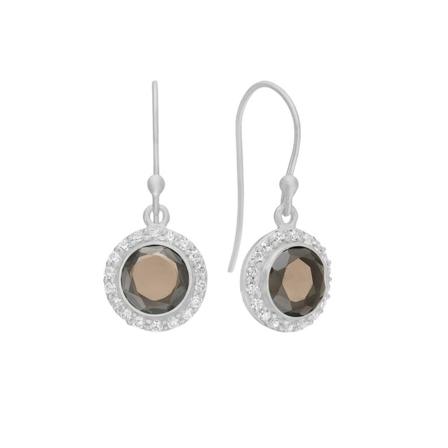 Frk. Lisberg Daisy earrings smoky quartz silver , Grijs , Dames , Maat: ONE Size