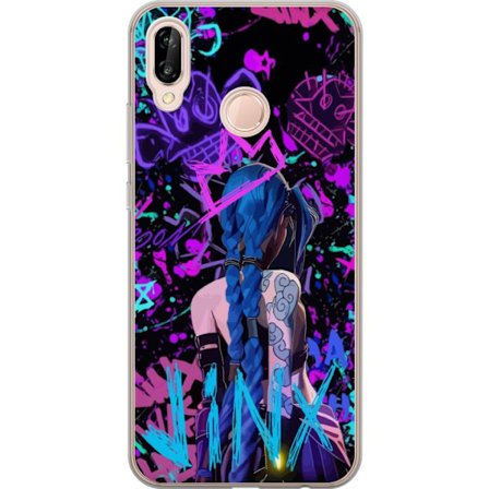 Kompatibelt Mobildeksel til Huawei Huawei P20 lite Fargerik graffitiillustrasjon med en karakter med blått hår i en bygatekunststil