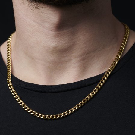 6mm Gyllent Stålkjede for menn - Stålhalskjeder