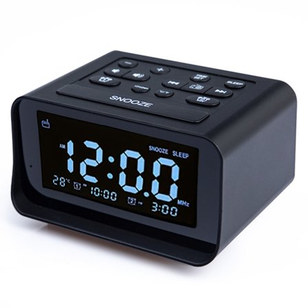 0-100% Dimmer Digital Vekkerklokke, Enkel å Bruke Moderne Dekor for Soverom, Skrivebord, Kjøkken med FM-Radio Sleep Timer, Batteribackup, Stor 