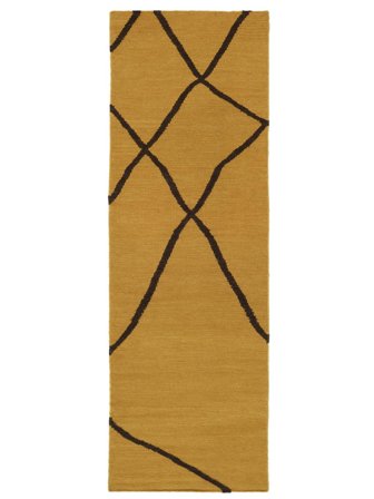 Medina Rug - Mustard Yellow/Dark Brown 80X250 Runner Mustard Yellow/Dark Brown Wool, India