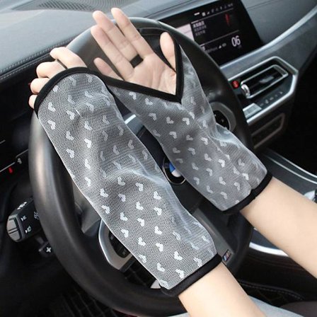 Sommarsolskyddshandskar för kvinnor, för bilkörning och cykling, tunna bomulls andningsbara korta, exponerade fingrar UV-skydd