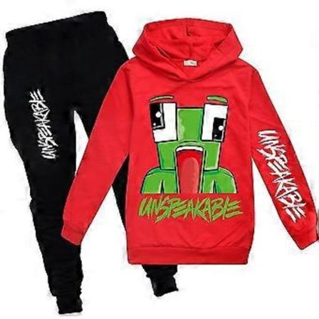 Unspeakable Treningsdress Sett Barn Hettegenser Hettegenser Topper Joggebukser Bukser Sportsklær Loungewear -NMAOV(7-8 År Rød)