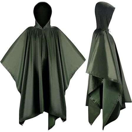 Militärgrön 140 * 200cm vattentät poncho huva, 3-i-1 militär