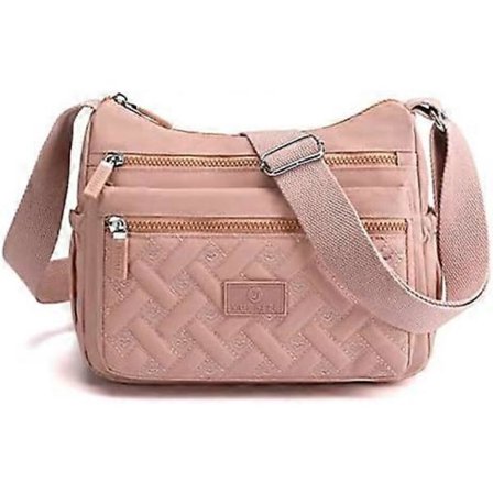 Dame Crossbody Taske, Multi Lomme Crossbody Taske Skuldertaske Rejsetaske Håndtaske (Pink)
