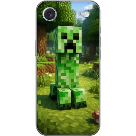 Kompatibelt Mobilskal till Apple Apple iPhone 17 Air Block-baserad Creeper-figur i en grön pixell värld, ikonisk spelillustration för barnrum, game