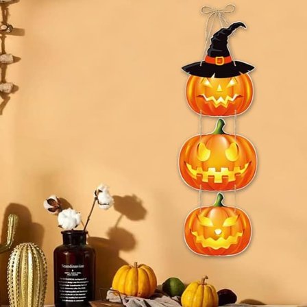 Halloweendekorationer - Veranda- och trädgårdsdekorationer - Pumpformad hängande skylt - 1 st
