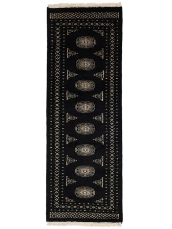 Pakistan Bokhara 2Ply Tæppe 62X176Løber Sort/Brun Uld, Pakistan Carpetvista