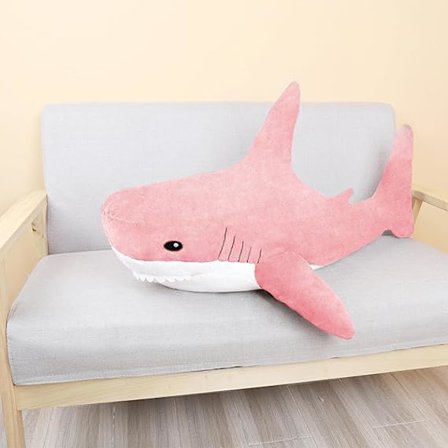 MUPI Haj Blødt Legetøj Plys 43 cm Sød Haj Legetøj Plys Puder Blød Bomuld Hajer Tøjdyr og Havdyr Dukke Gaver til Drenge Piger (Pink) pink