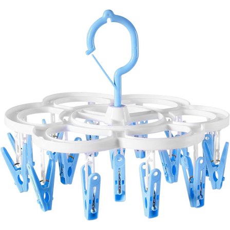 1 stk Blå Tøjstativ med 16 Klips, Sokker, Underbukser, Babytøj