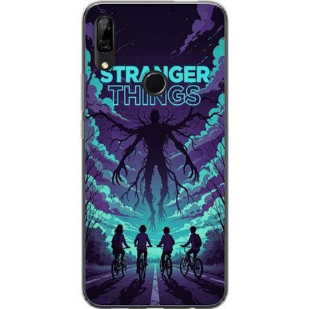 Yhteensopiva Puhelinkuori Huawei Huawei P Smart Z Stranger Things -inspiroitunut fantasiaillustraatio, jossa on tumma hirviö, pyöräilevät lapset j
